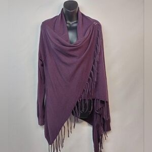The Limited Purple Shrug with Fringe Detail